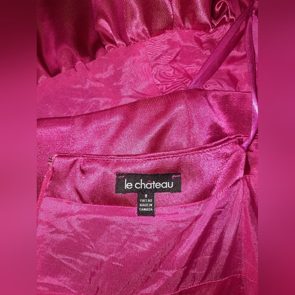 New Le CHATEAU Fusha Pink Ruffle Skirt Sz Zero (0) Made In Canada Zipper Closure - Picture 4 of 6